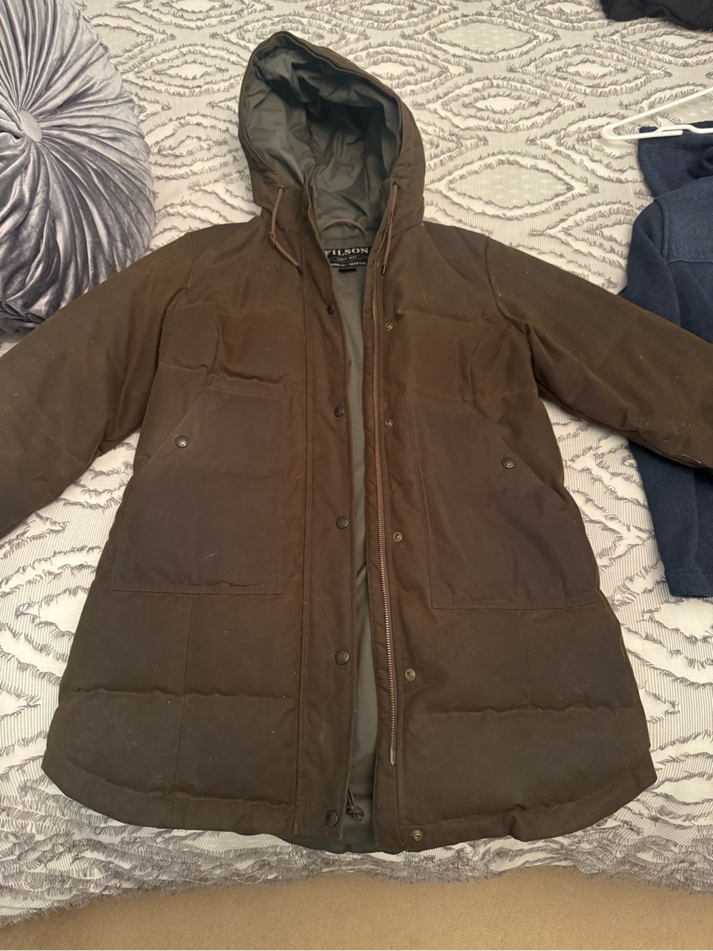 Filson Brown Hooded Puffer Coat
